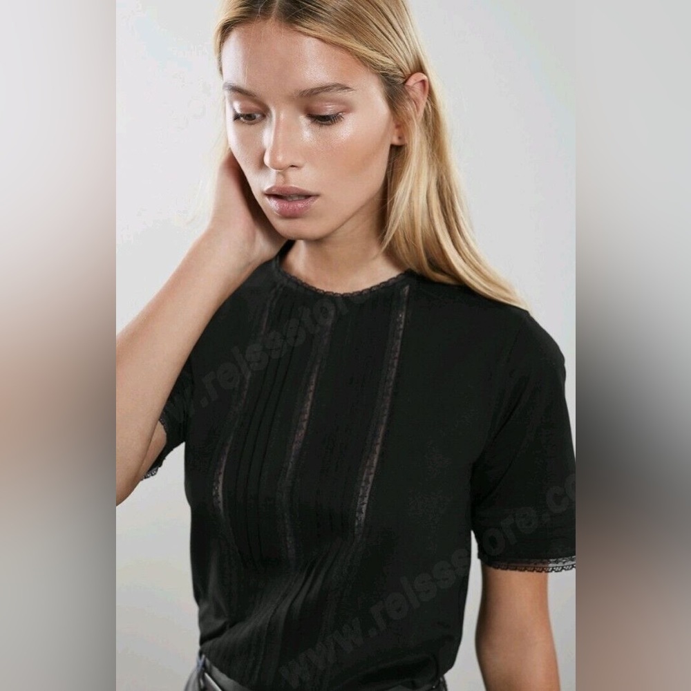 Reiss Black Lace Ada Top